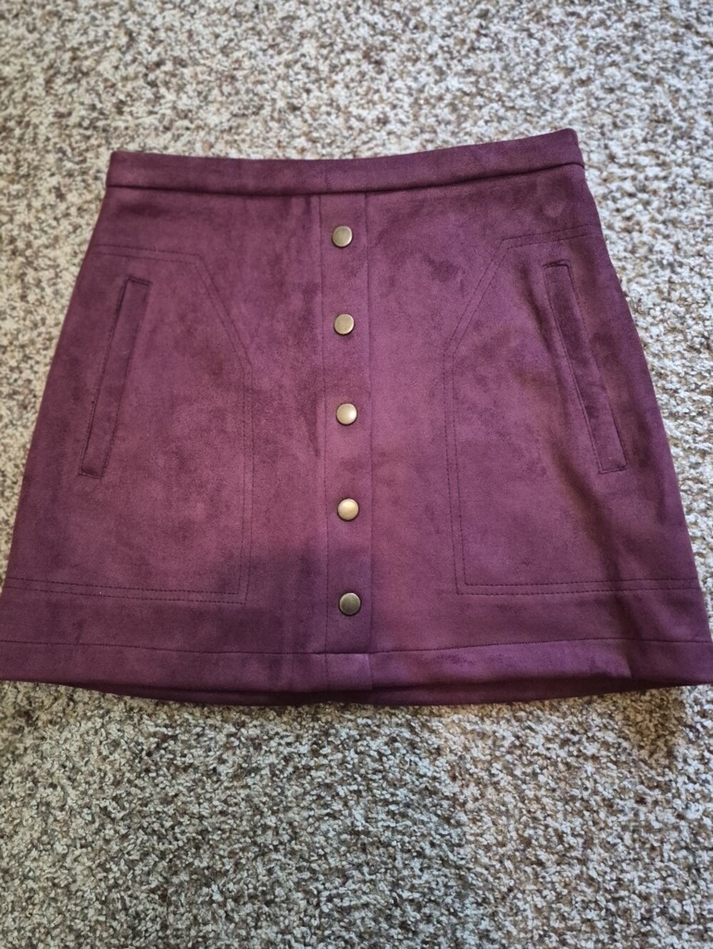 HYFVE Purple Button-Front Suede Mini Skirt Size Small